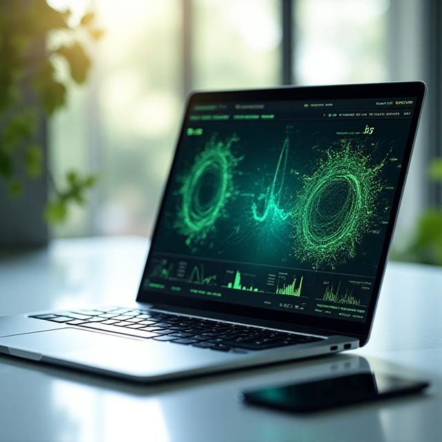 Advanced resource management dashboard with organic forest-themed visual elements